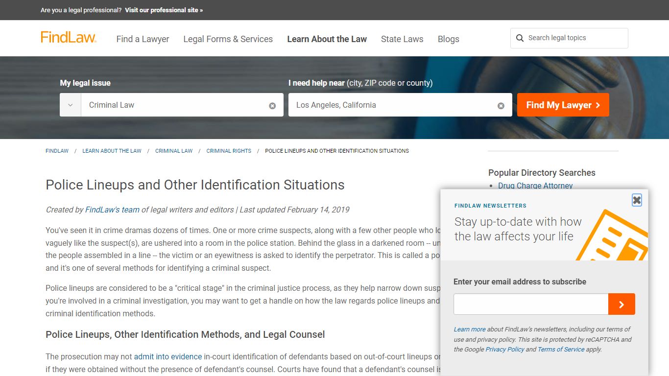 Police Lineups and Other Identification Situations - FindLaw