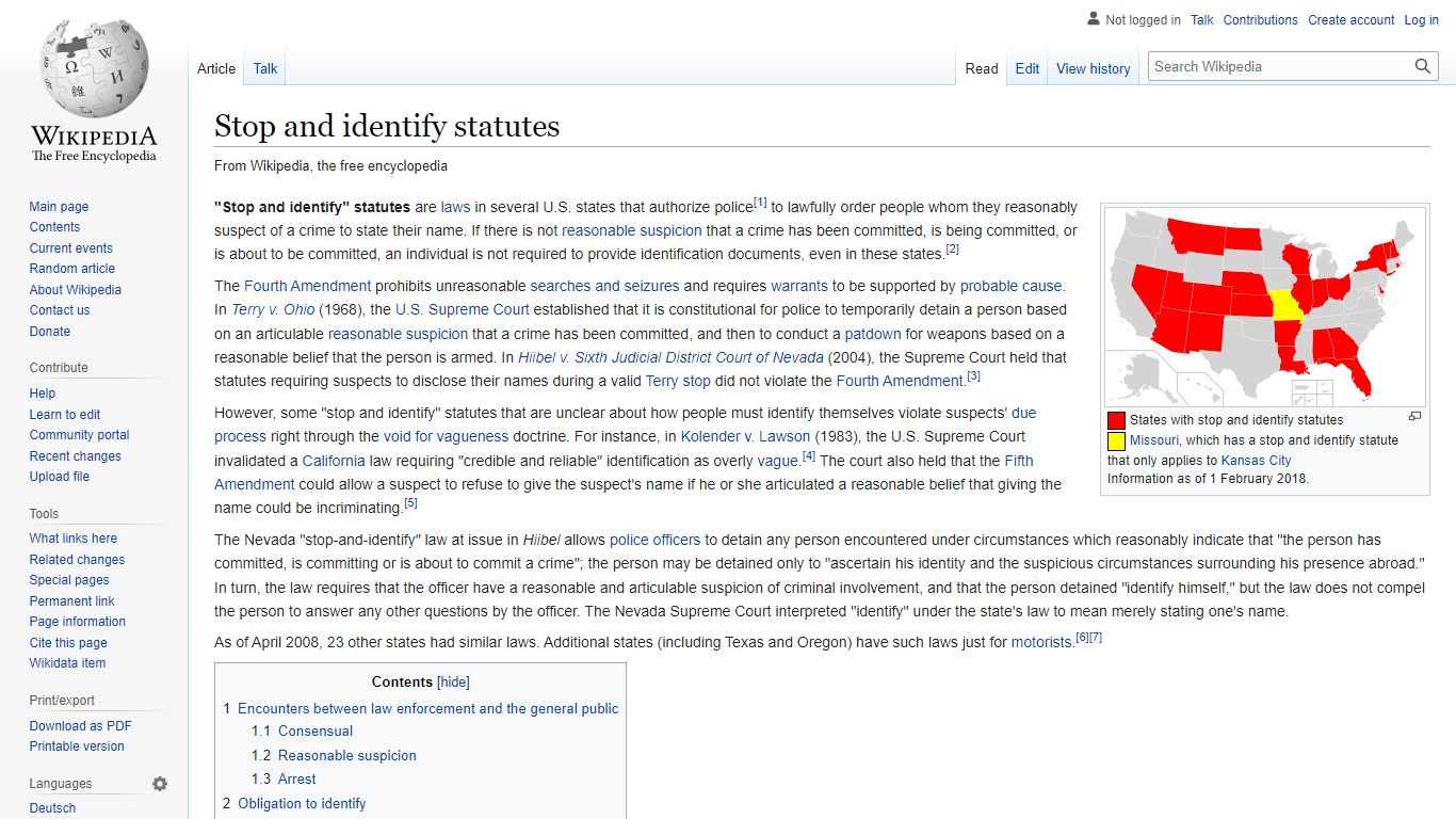 Stop and identify statutes - Wikipedia